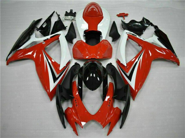 Carenado Moto Suzuki GSXR 600/750 2006-2007 - Blanco Rojo Negro Brillante Raya