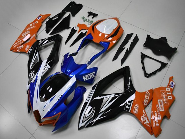 Carenado Moto Suzuki GSXR 600/750 2008-2010 - Naranja Azul Blanco Negro Brillante