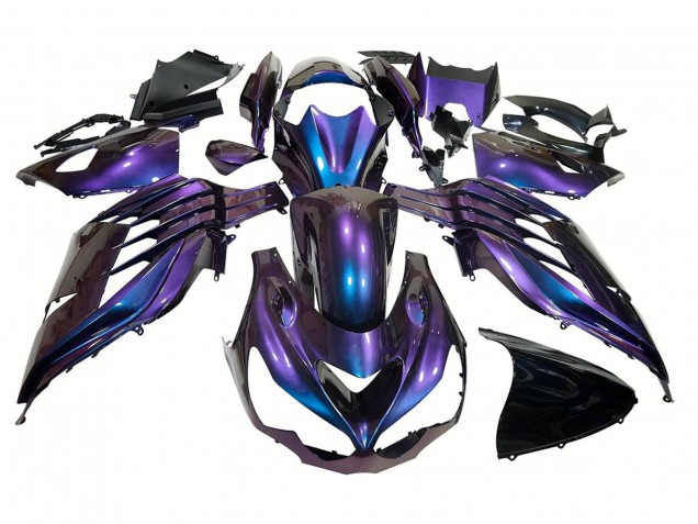 Carenado Moto Kawasaki ZX14R ZZR1400 2012-2024 - Camaleón Azul Púrpura