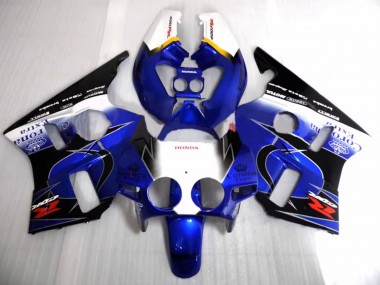 Carenado Moto Honda CBR400RR NC23 1987-1989 - Blanco Amarillo Azul Negro Brillante Corona Motul