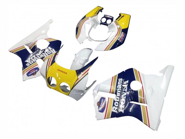 Carenado Moto Honda CBR400RR NC23 1987-1989 - Blanco Amarillo Azul Rothmans