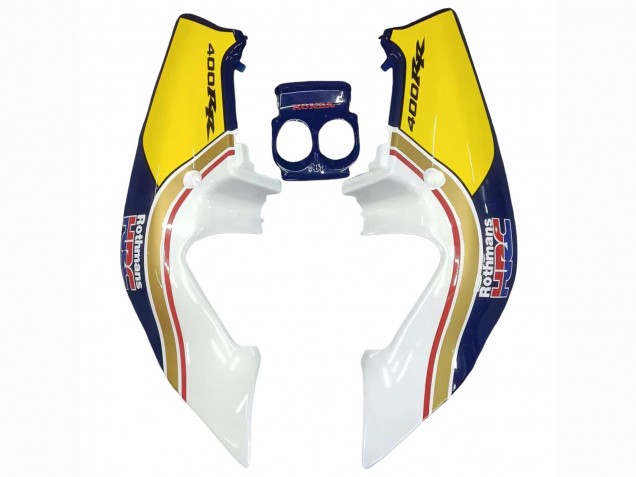 Carenado Moto Honda CBR400RR NC23 1987-1989 - Blanco Amarillo Azul Rothmans
