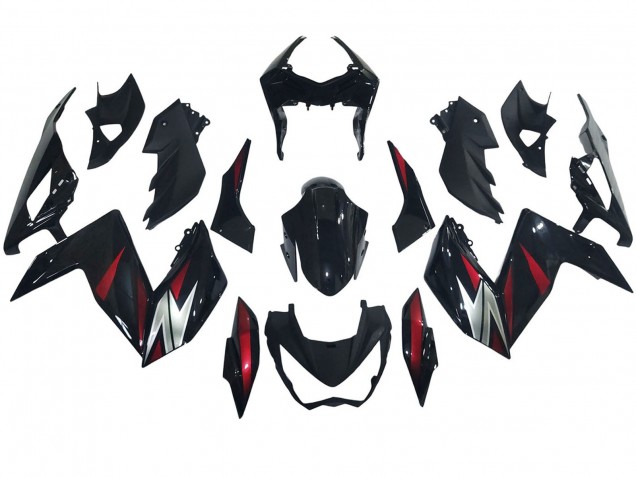 Carenado Moto Kawasaki Z250/Z300 2015-2016 - Negro Brillante Rojo Plata