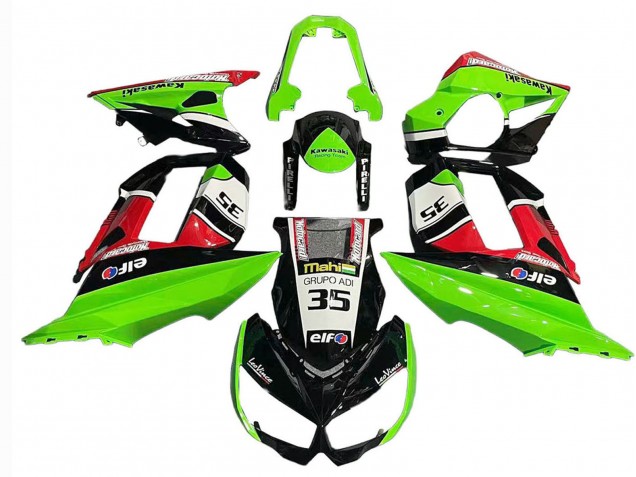 Carenado Moto Kawasaki Z1000SX 2010-2016 - Verde Rojo Negro Brillante Elf 35