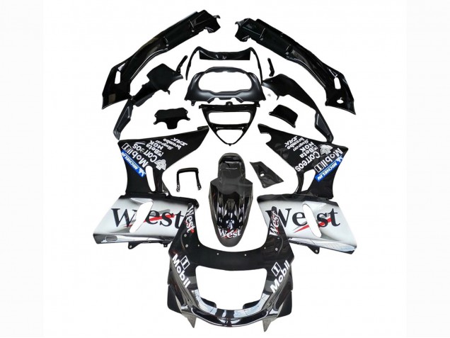 Carenado Moto Kawasaki ZZR400 1993-2007 - Negro Brillante Blanco West