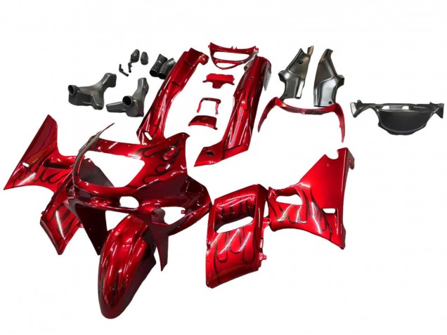Carenado Moto Kawasaki ZZR400 1993-2007 - Rojo Negro Llama