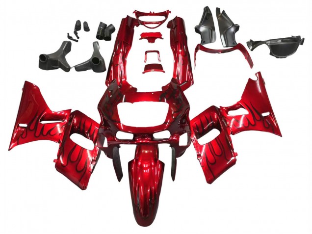 Carenado Moto Kawasaki ZZR400 1993-2007 - Rojo Negro Llama