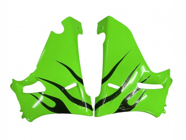 Carenado Moto Kawasaki ZZR400 1993-2007 - Verde Negro Brillante Llama
