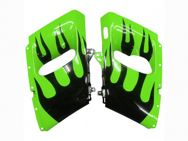 Carenado Moto Kawasaki ZZR400 1993-2007 - Verde Negro Brillante Llama