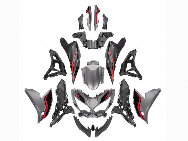 Carenado Moto Kawasaki Versys 650 2022-2025 - Gris Rojo Negro