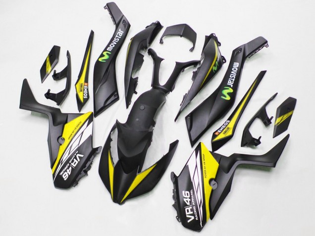 Carenado Moto Yamaha XMAX300 2017-2021 - Negro Mate Amarillo MoviStar ENEOS 46