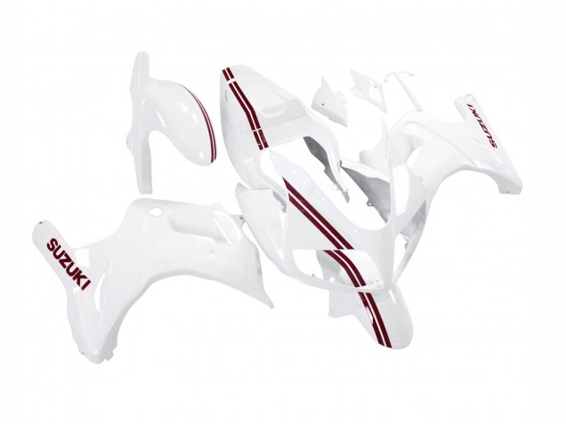Carenado Moto Suzuki SV650 2003-2013 - Blanco Rojo Oscuro Línea