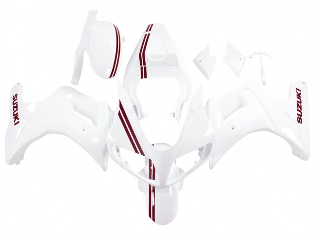 Carenado Moto Suzuki SV650 2003-2013 - Blanco Rojo Oscuro Línea
