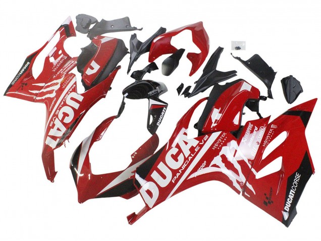 Carenado Moto Ducati Panigale V2 2020-2024 - Rojo Negro Brillante Monstruo Corse