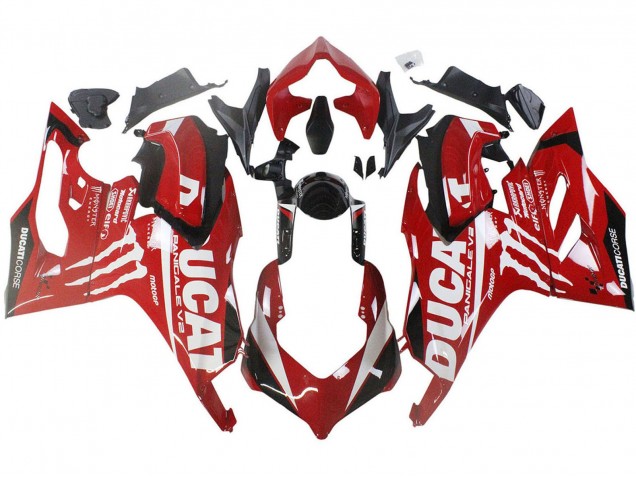 Carenado Moto Ducati Panigale V2 2020-2024 - Rojo Negro Brillante Monstruo Corse