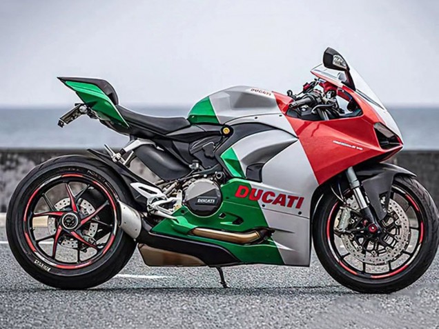 Carenado Moto Ducati Panigale V2 2020-2024 - Plata Rojo Verde