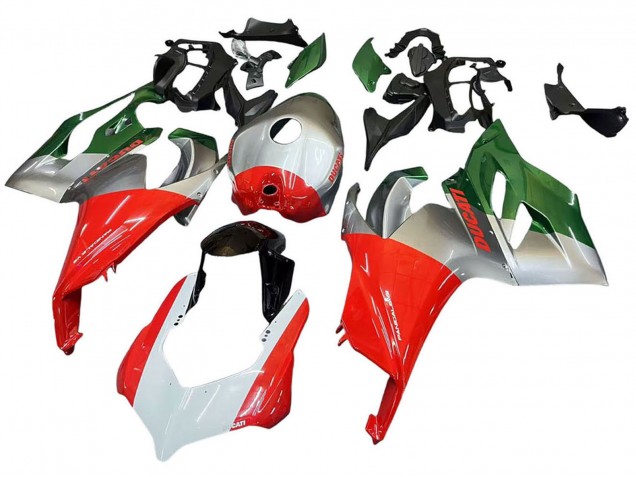 Carenado Moto Ducati Panigale V2 2020-2024 - Plata Rojo Verde
