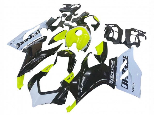 Carenado Moto Ducati Panigale V2 2020-2024 - Blanco Verde Lima Negro Brillante Stein Dinse VR 46