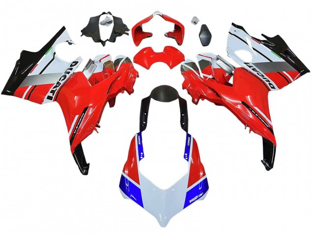 Carenado Moto Ducati Panigale V4 V4S 2018-2019 - Blanco Plata Rojo Negro Brillante