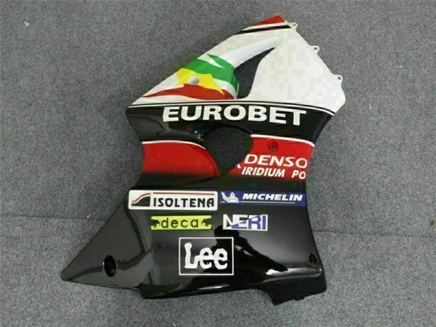 Carenado Moto Kawasaki ZX6R 2000-2002 - Blanco Rojo Amarillo Verde Negro Brillante Estrella EuroBet