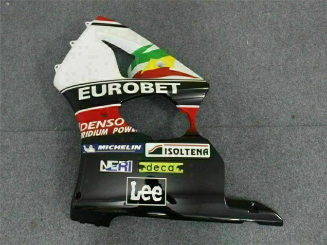 Carenado Moto Kawasaki ZX6R 2000-2002 - Blanco Rojo Amarillo Verde Negro Brillante Estrella EuroBet