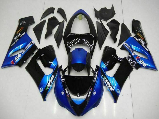Carenado Moto Kawasaki ZX6R 2005-2006 - Azul Negro Brillante Elf