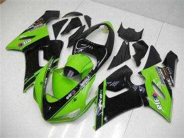 Carenado Moto Kawasaki ZX6R 2005-2006 - Verde Negro Brillante Elf