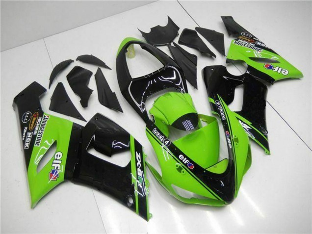 Carenado Moto Kawasaki ZX6R 2005-2006 - Verde Negro Brillante Elf