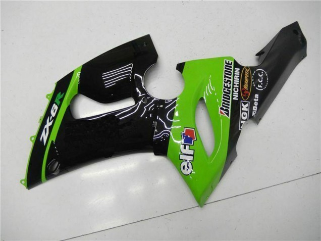 Carenado Moto Kawasaki ZX6R 2005-2006 - Verde Negro Brillante Elf