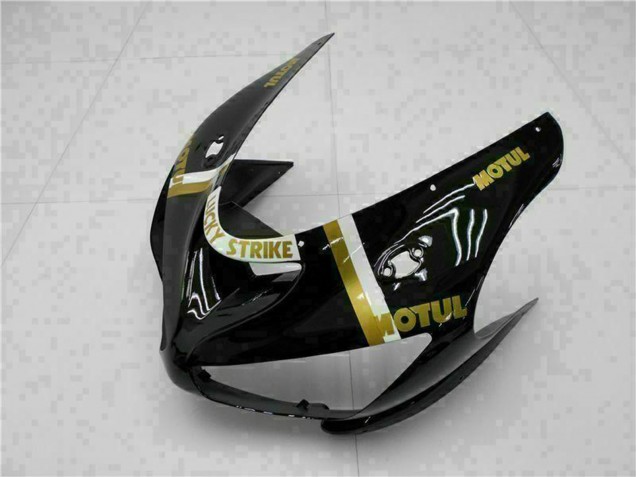 Carenado Moto Kawasaki ZX6R 2005-2006 - Negro Brillante Blanco Oro Lucky Strike