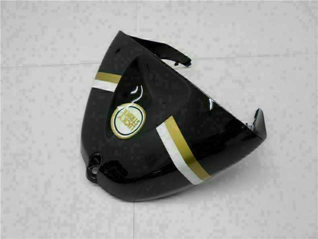 Carenado Moto Kawasaki ZX6R 2005-2006 - Negro Brillante Blanco Oro Lucky Strike