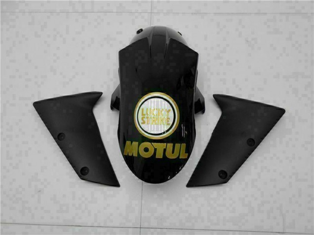 Carenado Moto Kawasaki ZX6R 2005-2006 - Negro Brillante Blanco Oro Lucky Strike