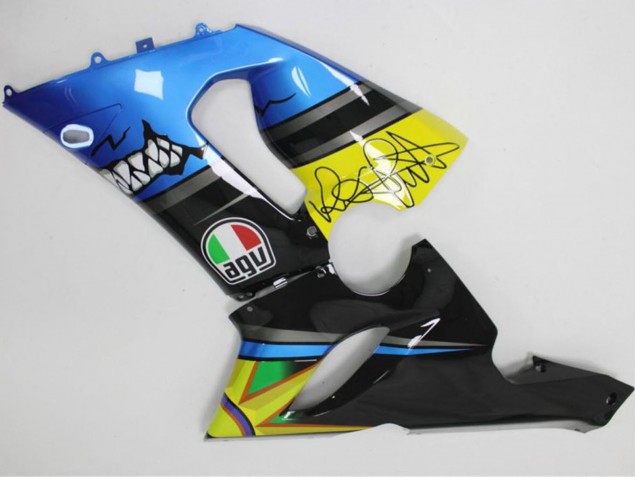 Carenado Moto Kawasaki ZX6R 2005-2006 - Azul Amarillo Negro Tiburón