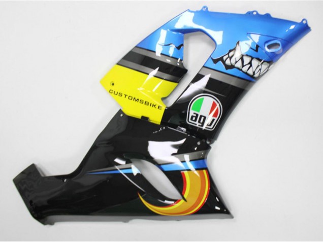 Carenado Moto Kawasaki ZX6R 2005-2006 - Azul Amarillo Negro Tiburón