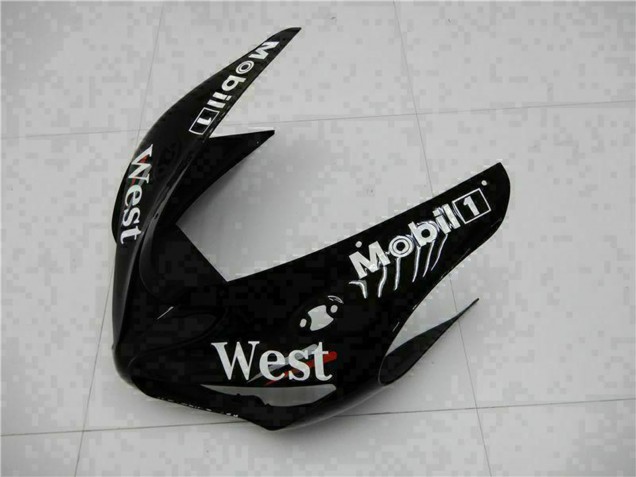 Carenado Moto Kawasaki ZX6R 2005-2006 - Negro Brillante Blanco West