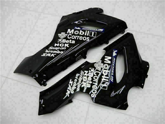 Carenado Moto Kawasaki ZX6R 2005-2006 - Negro Brillante Blanco West