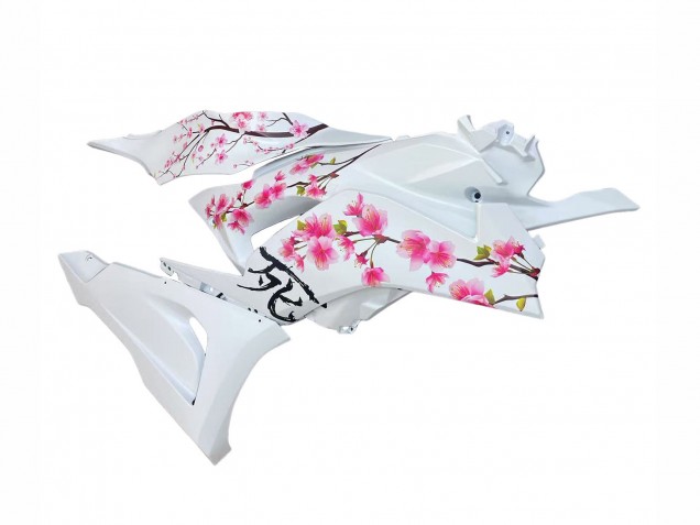 Carenado Moto Kawasaki ZX6R 2023-2025 - Negro Blanco Flower