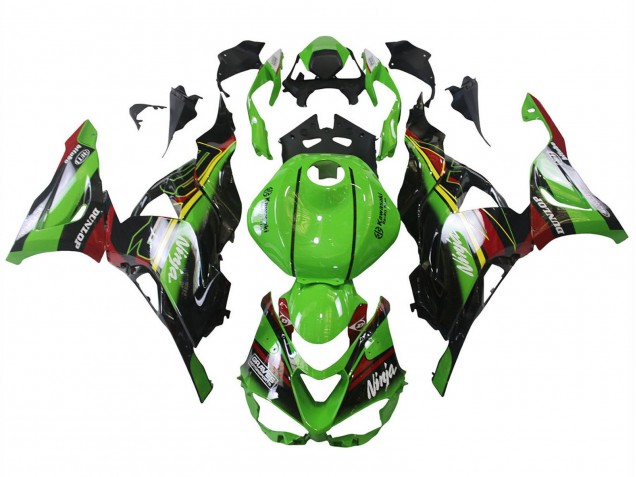 Carenado Moto Kawasaki ZX6R 2023-2025 - Verde Negro Rojo Amarillo Dunlop
