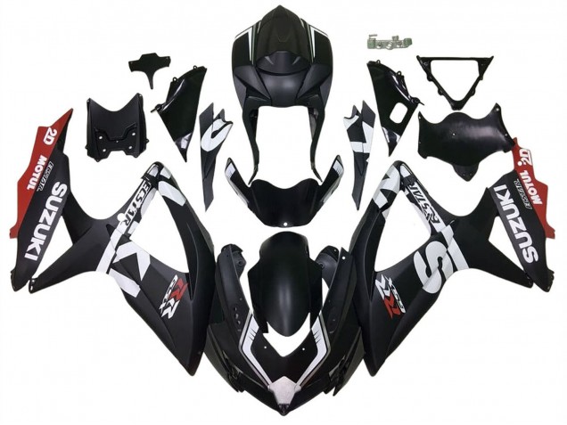 Carenado Moto Suzuki GSXR 600 / GSXR 750 2008-2010 - Negro Mate Rojo Blanco