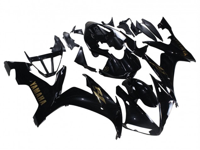 Carenado Moto Yamaha YZF 1000 R1 2004-2006 - Negro Brillante Oro Calcomanías
