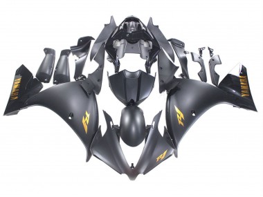 Carenado Moto Yamaha YZF 1000 R1 2012-2014 - Negro Mate Oro Calcomanías