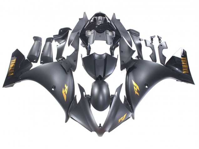 Carenado Moto Yamaha YZF 1000 R1 2012-2014 - Negro Mate Oro Calcomanías