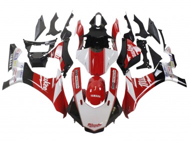 Carenado Moto Yamaha YZF 1000 R1 2020-2025 - Blanco Rojo Negro Milwaukee