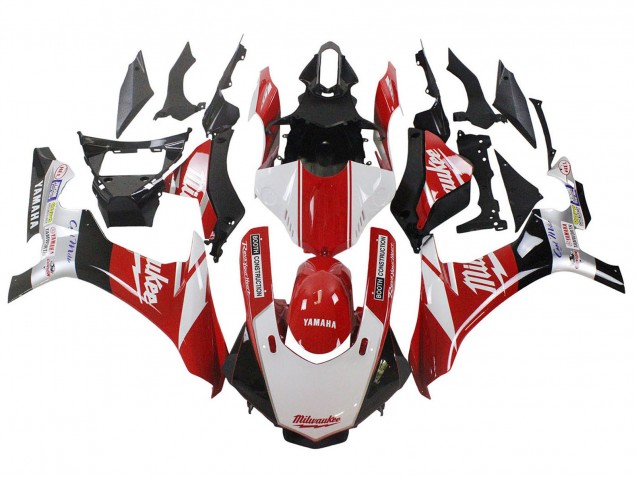 Carenado Moto Yamaha YZF 1000 R1 2020-2025 - Blanco Rojo Negro Milwaukee