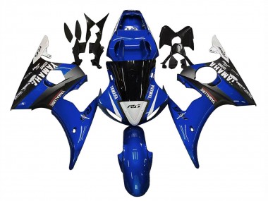 Carenado Moto Yamaha YZF R6S 2006-2009 - Azul Blanco Negro Brillante Yamalube