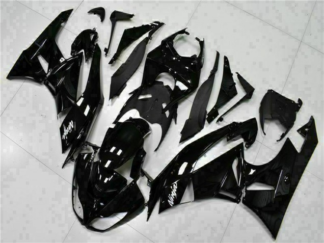 Carenado Moto Kawasaki ZX6R 2009-2012 - Negro Brillante Blanco Ninja