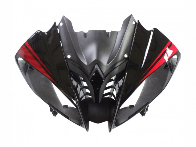 Carenado Moto Yamaha YZF 600 R6 2008-2016 - Negro Brillante Negro Mate Rojo Raya