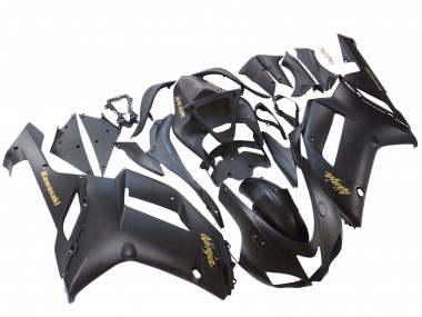 Carenado Moto Kawasaki ZX6R 2007-2008 - Negro Mate Amarillo Logo Ninja