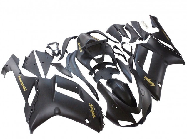 Carenado Moto Kawasaki ZX6R 2007-2008 - Negro Mate Amarillo Logo Ninja