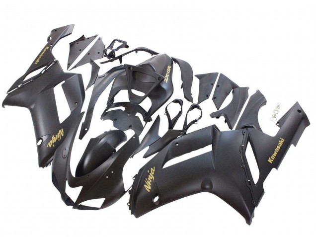 Carenado Moto Kawasaki ZX6R 2007-2008 - Negro Mate Amarillo Logo Ninja